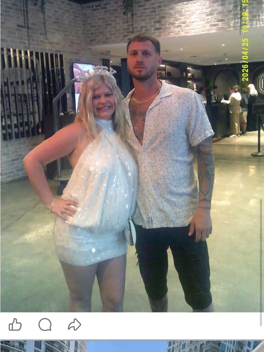 SHEIN White Sequin Halter Mini Dress - Picture 3 of 3